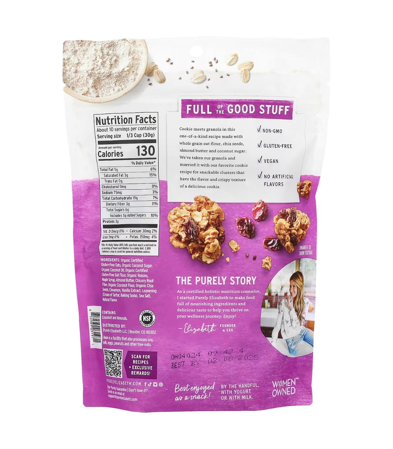 GRANOLA OATMEAL RAISIN PURELY ELIZABETH