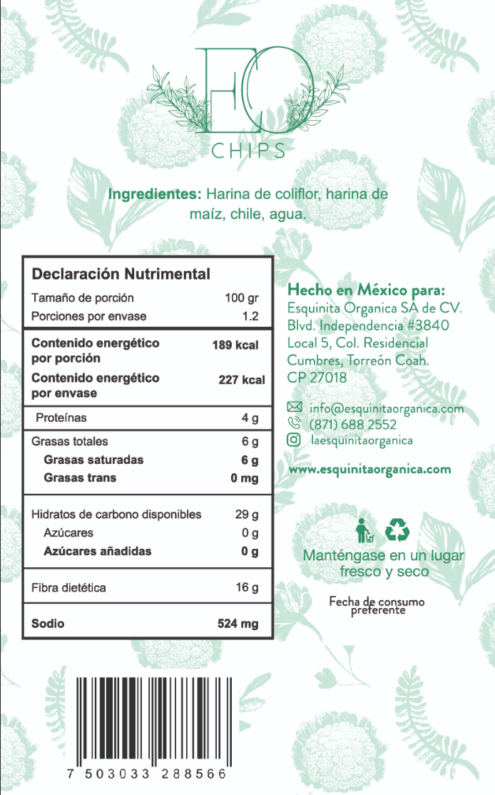 CHIPS DE COLIFLOR EO 120GRS