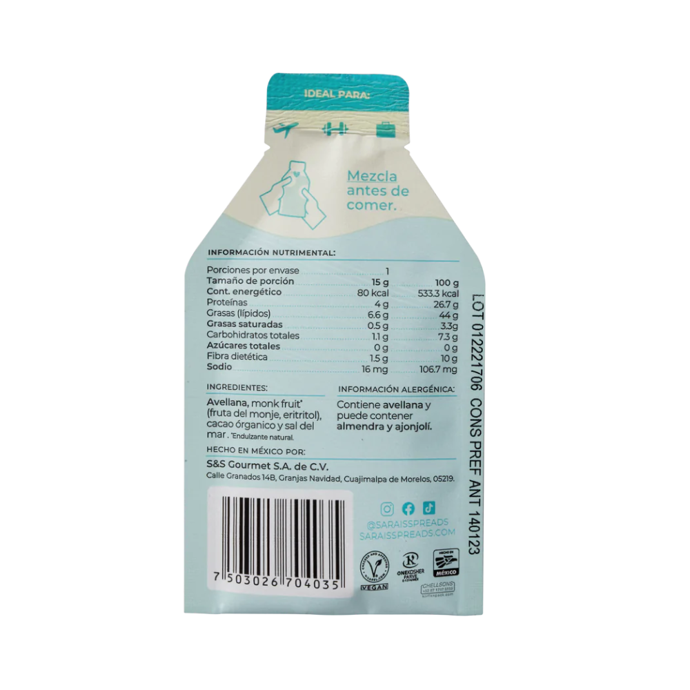 SACHET CREMA DE AVELLANA CACAO 15G