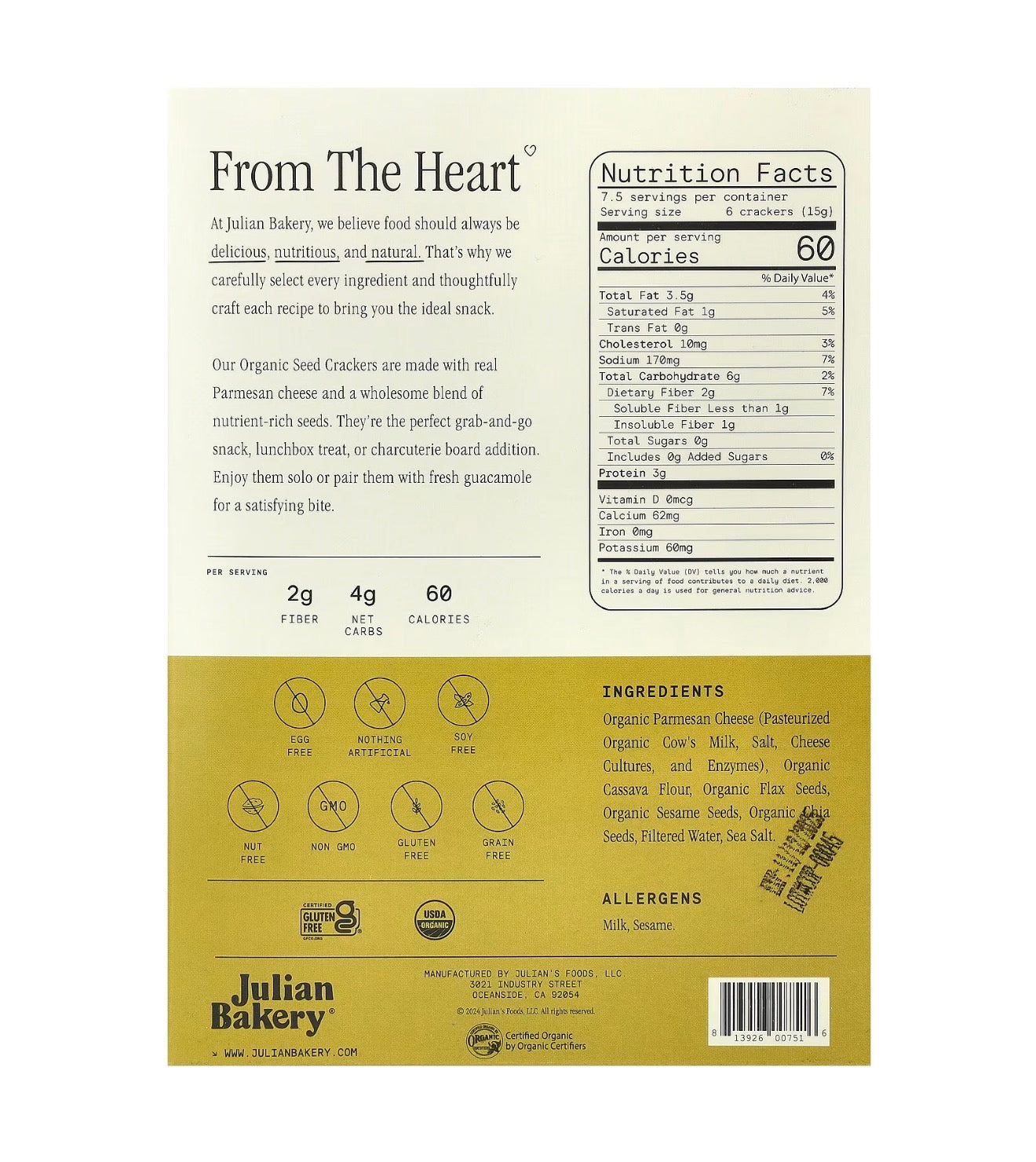 CRACKERS PARMESAN JULIAN BAKERY