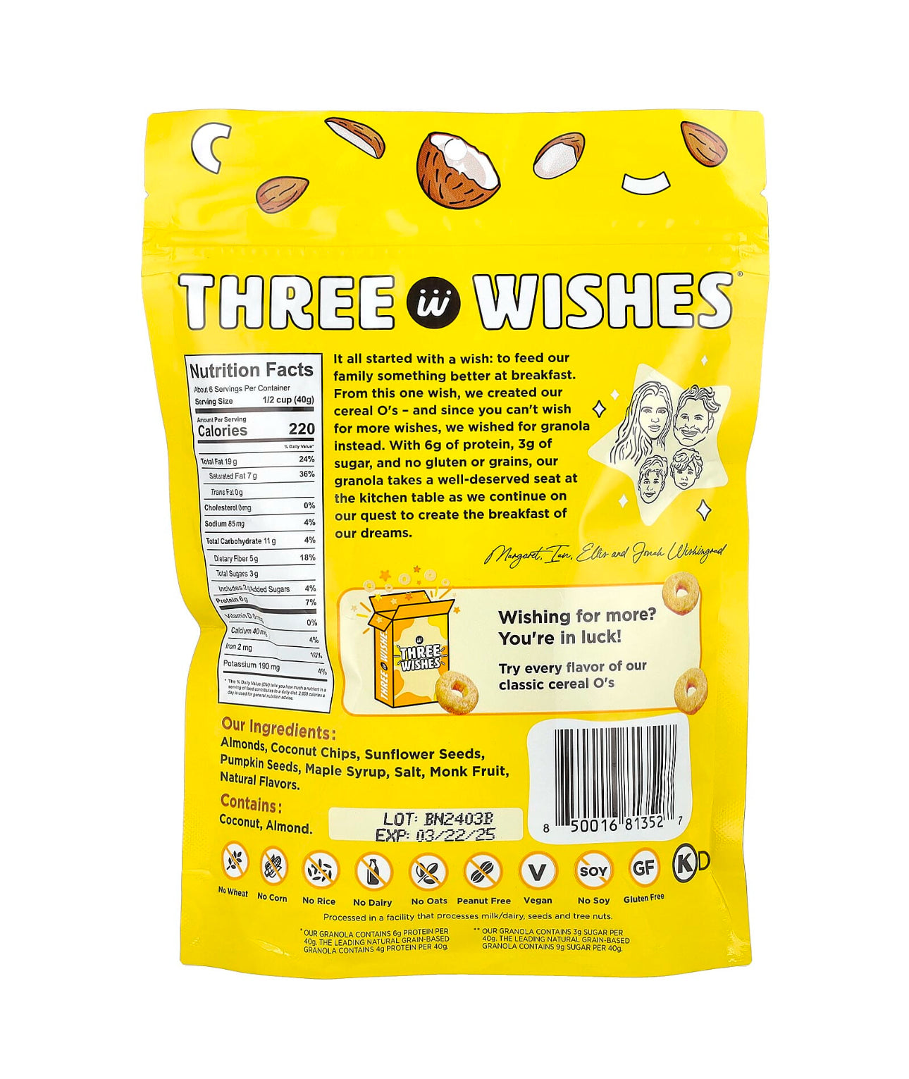 GRANOLA THREE WISHES ORIGINAL 227 G