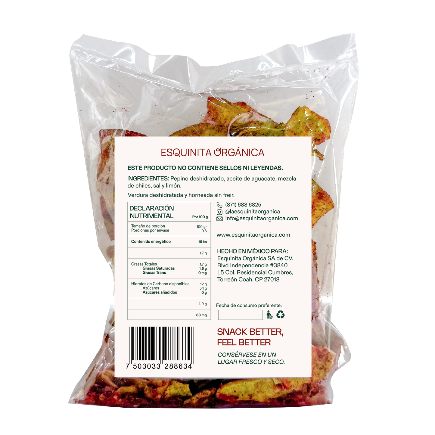 CHIPS DE PEPINO ADOBADO 60 G